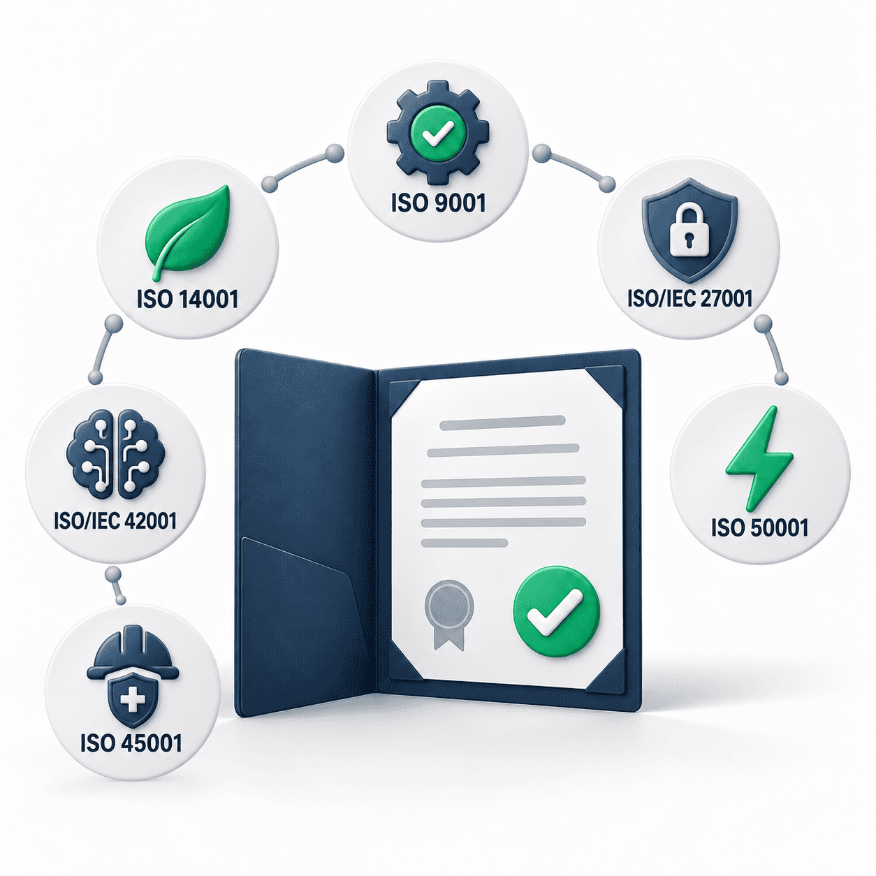 Übersicht verschiedener ISO-Managementsystem-Zertifizierungen